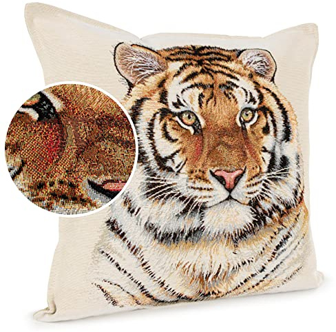 ANRO Kissenbezug Dekokissen Kissen Sofakissen Kissenbezüge Kissenhülle Gobelin Tiger 45x45cm mit Füllung