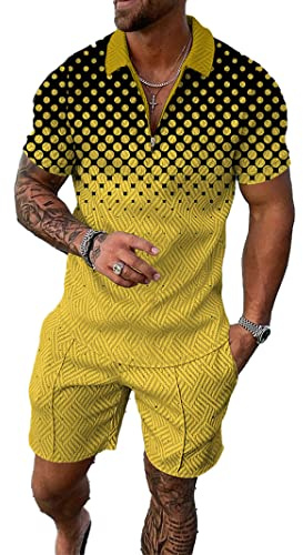 Kurze Herren-Sets, Outfits, 2-teilig, Sommer-Trainingsanzug, kurzärmelig, Poloshirt und Shorts, lässiger Sportanzug