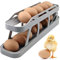 Eierhalter für Kühlschrank, 2 Etagen Rollender Eier Aufbewahrung Kühlschrank, Rutschfeste Unterseite Kühlschrank Organizer Eier (Gray)