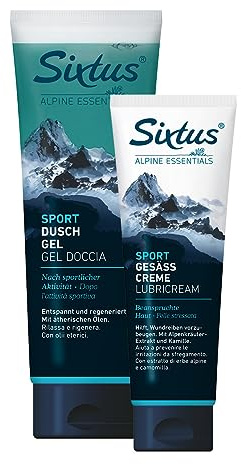 Sixtus SPORT GESÄSS CREME 125ml + SPORT DUSCH GEL 250ml für beanspruchte Haut, Muskeln und Gelenke
