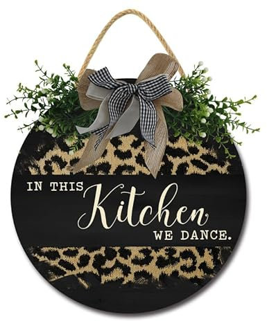 Horienteeon In This Kitchen We Dance Schild – Tanz-Küchenschild Wanddekoration, Bauernhaus-Küchenschild, We Dance in This Kitchen Schild, This Kitchen is for Dancing Schild, Küchenwanddekoration, 30,5