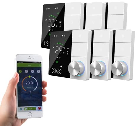 Qiumi Smart WiFi Knob Thermostat Programmierbarer Temperaturregler Tuya Smart Life APP Fernbedienung, für Wasser Fußbodenheizung kompatibel mit Alexa Google Home