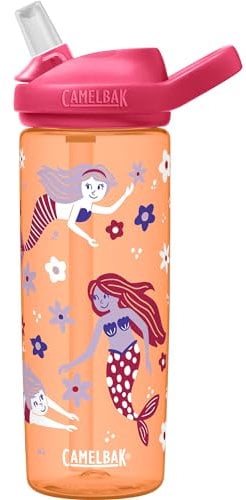 CAMELBAK Eddy+ - Botella de agua para niños, diseño fuerte a prueba de caídas, sin BPA, a prueba de fugas, apta para lavavajillas, 600 ml, sirena floral retro