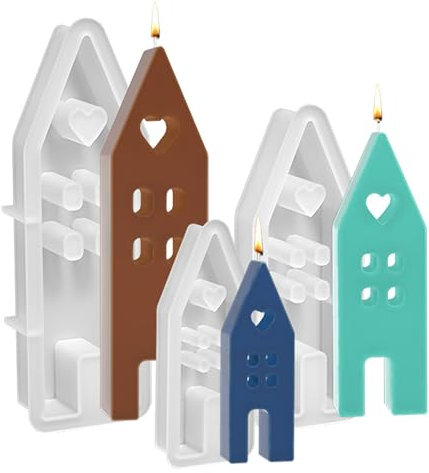 3 Stück Silikonformen Gießformen 3D Kerzenformen zum Gießen Wiederverwendbar Silikon Gießform für Ostern DIY Sojawachs Kerzen, Seife, Gips, Handwerk(Haus)