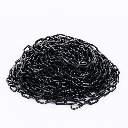 szkoo 61m Absperrkette Kettensperre, Schwarz Absperrkette Kunststoff Absperrketten für Warnsicherheit, Menschensteuerung, Verkehr, Warteschlange Linie