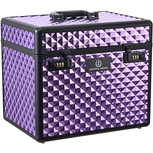 RL24 - Putzbox IRHShiny Imperial Riding | Putzkoffer für Pferde ohne Inhalt | mit Teilwänden & Spiegel im Deckel | Putzkasten in Amethist | Pferdezubehör für die Pferdepflege | 38 x 28 x 32 cm