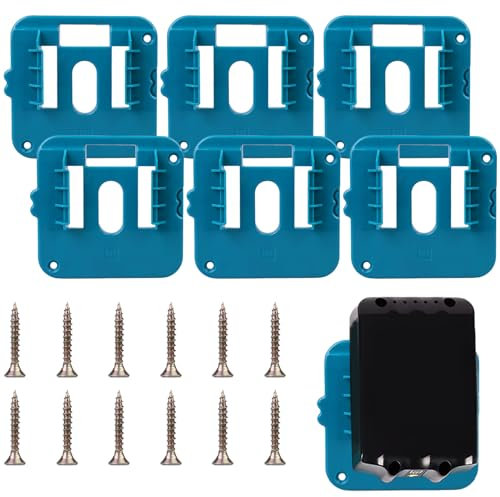 6PCS Batteriehalter für Makita 18V Akku Wandhalterung Geeignet, Akkuhalterung Aufhänger für BL1860 BL1850 BL1840 BL1830, Akkuhalter für Werkstatt oder Van(mit 12 Schrauben)