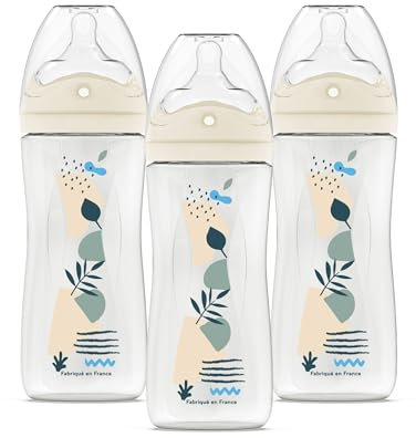 DODIE Lot de 3 Biberons Tetine Multi-Perforée, anti-colique, 330mL, Bleu