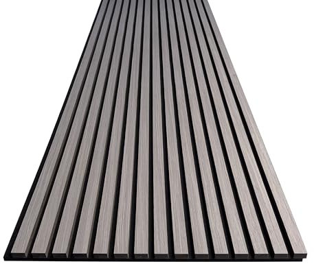 Display Guru Sturdy & Durable Wooden Slat Acoustic Wall Panels & Ceiling Panels with Fibre Sound Absorbing (2, Grey Oak)