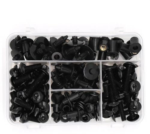 QIBBEI Set di Attrezzi Moto Carenatura Bulloni Dadi Kit Corpo di Fissaggio Pinze Vite per Z650 Z750 Z800 Z900 Z1000 M6(Black)