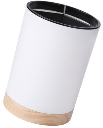 Pots à ustensiles de cuisine spacieux en céramique avec support pivotant en bois Fournitures de cuisine pour comptoir et décoration de ferme