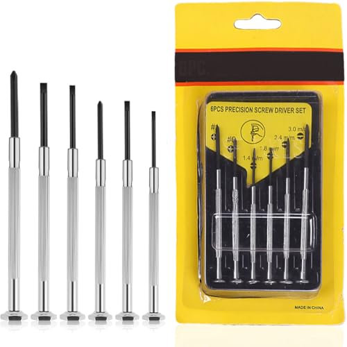 KOLZEMV Mini jeu de tournevis mécaniques de précision, tournevis de precision, tournevis,jeu d'outils d'horloger, réparation de lunettes et d'horloger, petit tournevis, tournevis de précision (6 in 1)