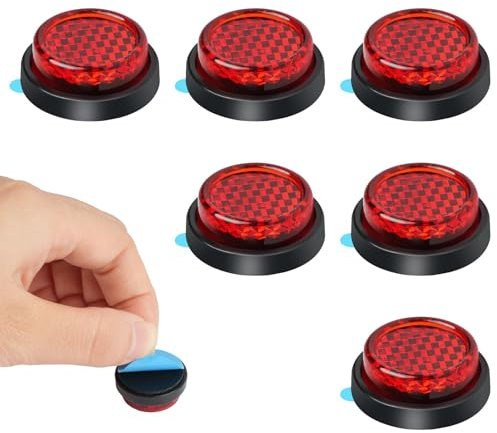 AYBUY Catarifrangente Moto, 6 Pezzi Catarifrangente Targa Moto Universale Moto, Catarifrangente Autoadesivo 24mm, Riflettore per Moto Rosso
