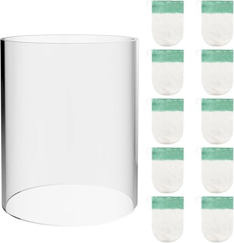 Theaque Lot de 10 manteaux de lanterne en forme de U avec globes de rechange en verre standard cylindrique pour lampe à gaz pour extérieur, camping, kérosène propane