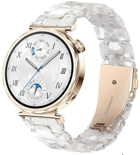 DEALELE Strap Compatible with Huawei Watch GT5 Pro 42mm / GT5 41mm / GT4 41mm / Garmin Venu 3S / Forerunner 265S / Fossil Women's Gen 6, 18mm Colorful Resin Replacement Bands for Women, White floral