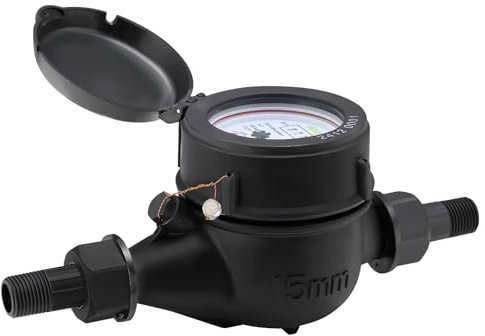 Watflow 1/2 Zoll NPT Kupplungen Wasserzähler, Kunststoff Wasserzähler Messung in Kubikmeter, Kaltwasserzähler für Garten oder Haus