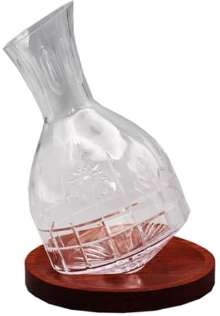esmen 1300 ml Rotwein-Dekanter, Weinbelüfter aus Kristallglas, rotierender Dekanter, Tumbler-Ausgießer mit Holztablett, Schnell-Dekanter für zu Hause Weinkaraffe