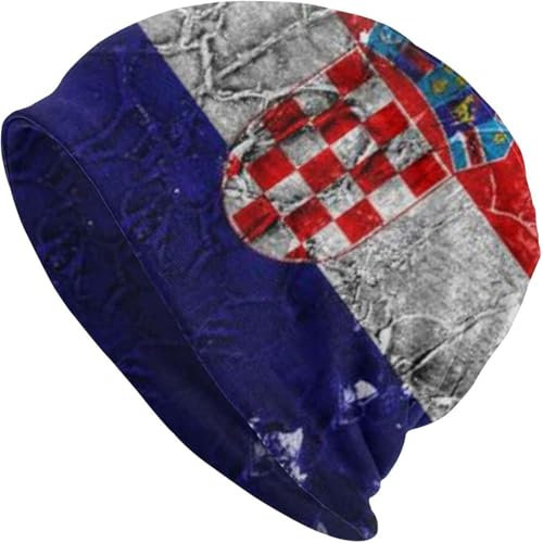 Strickmützen Alte Kroatien Flagge Kopfbedeckung Multifunktionale Nachtmütze Atmungsaktiv Laufmütze Damen Beanie Mütze, Für Snowboarden, Skifahren, Radfahren