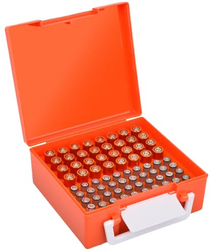 Batteriebox Batterie Aufbewahrungsbox Organizer Tasche für AA AAA Batterien, 72 Batterien Aufbewahrung Behälter für Heimorganisation (Batterien Nicht Enthalten) - Orange
