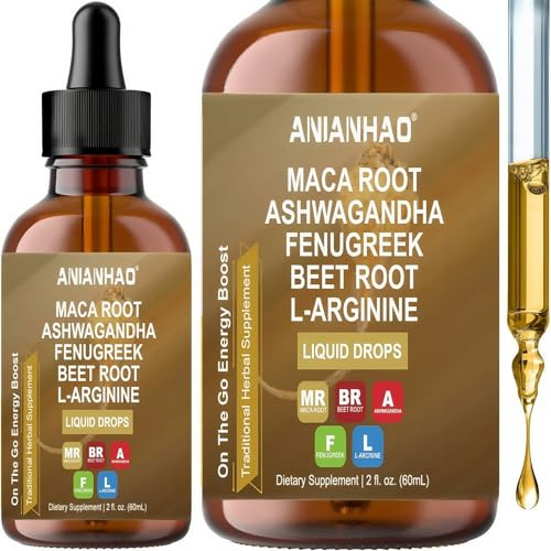 Organic Maca Root Multivitamin Liquid Drops with Ashwagandha, Fenugreek, Beet Root and L-Arginine Liquid Multivitamin for Women and Men - Maca Root Supplement Drops, 1 Month Supply