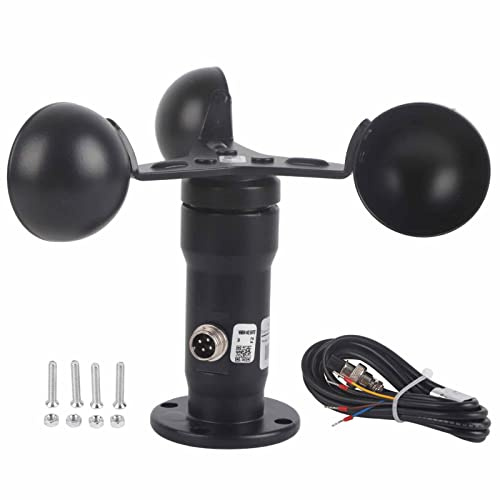 Qcwwy Windgeschwindigkeitssensor, 4-20 MA Aluminiumlegierung Impulssignal 3 Tasse Anemometer Windgeschwindigkeitsdetektor für die Aviation Weather Station Industrial Navigation
