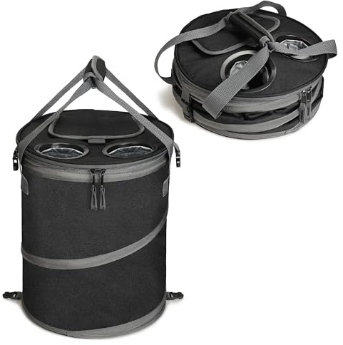 Kato Tirrinia Kühltasche Groß 30L, kühlbox Faltbar, Tragbare Kühltasche für Flaschen Auto Outdoor Picknick Camping, Schwarz, 39 * 330ml