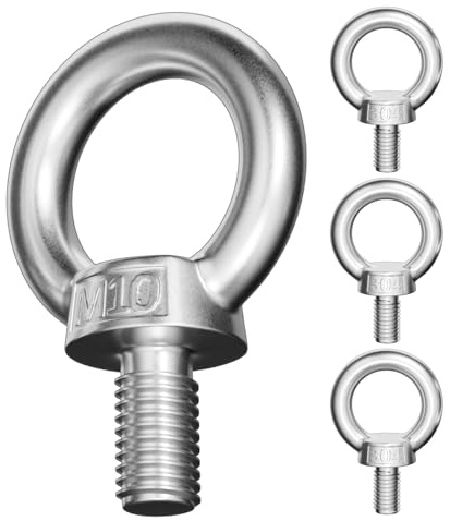 4 Pcs Ecrou M10, Écrou à Anneau, Écrous à œil en acier inoxydable 304, boulons à œil avec filetage femelle pour levage et applications de suspension portuaires et marines