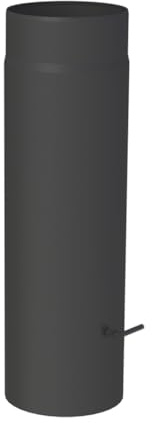 Feuercampus Ofenrohr 50 cm Ø 130 mm Schwarz mit Drosselklappe – Hochwertiges Stahlblech, hitzefest, einfache Montage, ideal für Kaminöfen und Regelfeuerstätten