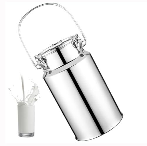 aliooila lechera Acero Inoxidable 3/5/10/15 litros Jarra de Transporte de Acero Inoxidable bidón de Leche Sellado con Tapa/asa Grande bidones Transporte/Cubo para Transportar Almacenar Leche(A,3L)