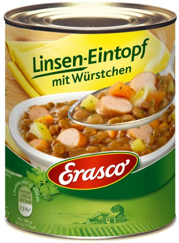 Erasco Linsen-Eintopf mit Würstchen, 3er Pack (3 x 800 g )