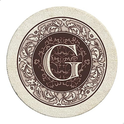 Thirstystone Drink Coaster Set, Monogram G | 4 Diameter, Manufactured in the USA, Absorbent, Easily Wipes Clean