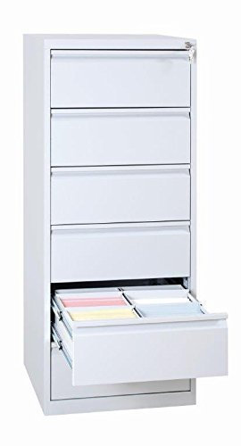 Lüllmann Karteischrank komplett montiert 6 Schubladen Karteikartenschrank DIN A5 132x53x62cm (HxBxT) quer zweibahnig grau 565620