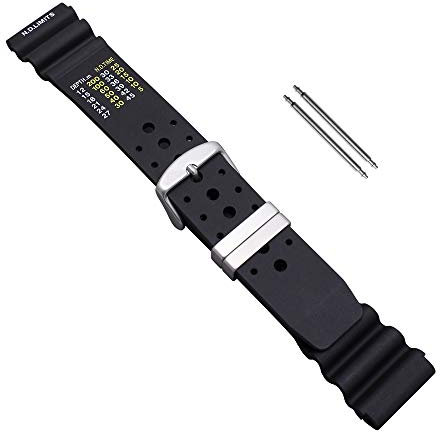 Uhrbanddealer Unisex Uhrenarmband Taucher-PU Kunststoffband 22mm schwarz ND Limits Typ Set 10522