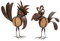2 er Set Riesen Metall Figuren Vogel mit Stein 32cm bis 35cm rostfarben Garten Dekoration Vögel