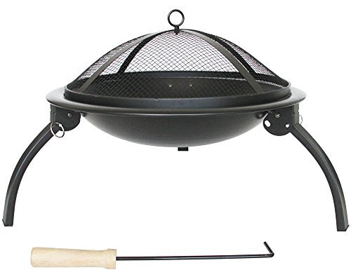 Klappbare Stahlfeuergrube, Schwarz, BBQ von Fire Vida