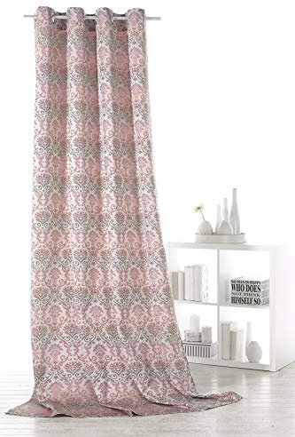 Fashion&Joy Ösenschal Gardine Vorhang Barock Ornamente Farbverlauf modern Blickdicht pink-grau HxB 245x140cm Dekoschal chic ÖKOTEX GESUND WOHNEN Typ359