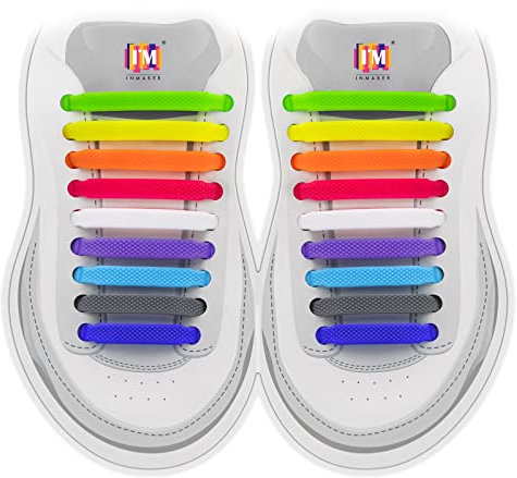 INMAKER No Tie Laces for Kids and Adults, Elastic Laces for Trainers, Silicone Tieless Flat Shoelaces for Running Shoes