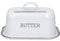 KitchenCraft Living Nostalgia Vintage-Style Enamel Butter Dish with Lid, White / Grey