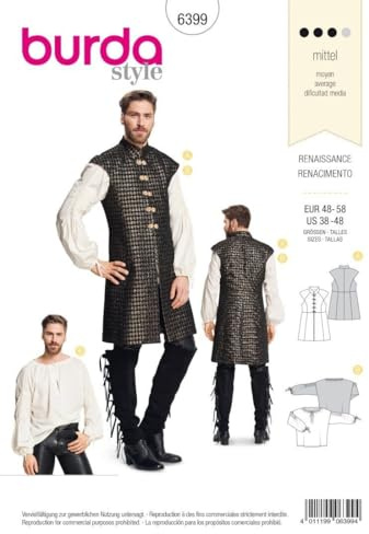 Burda Style Sewing Pattern B6399 Men's Renaissance Shirt