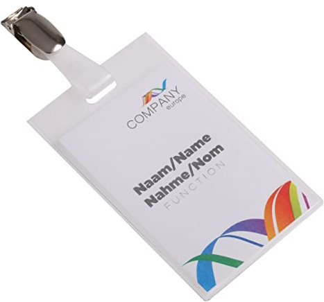 EUROPEL 121287-Namensschilder mit Hosenträger clip, 60x90 mm, 24 Stück farblos