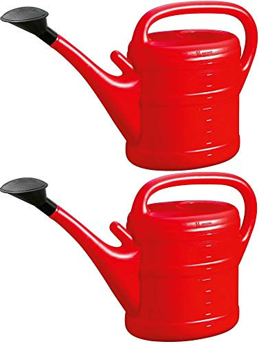2X Gießkanne 10L ROT + 1x BILDMAGNET! Blumenkanne Kunststoff für groß & klein, Garten & Zimmerpflanzen Gießkannen Gieskanne Gieskannen Giesskanne 10 L Liter Watering Can Gieskannen10Liter