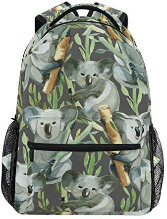 Linomo Wasserfarbiger süßer Koala-Rucksack, Tagesrucksack, für Camping, Wandern, Reisen, Schulranzen für Kinder, Jungen, Mädchen, Männer, Frauen