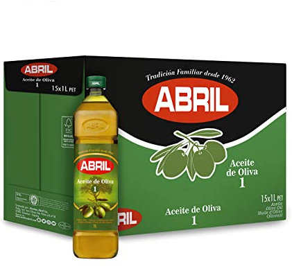 ABRIL - Aceite de Oliva Intenso, Equilibrado, Perfecto para frituras, cocinas en plancha y preparación de salsas (1 litro - Caja de 15 botellas)