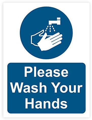 2 x Hand Wash Sign (150 x 200 mm) Self Adhesive Wash Hands Sign Waterproof Sticker wash your hands sign 150mm x 200mm Self Adhesive Ideal for homes, cafes, shops, hospitals, schools, public restrooms