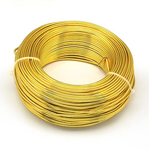 Beadthoven 10 Gauge (2.5mm) Gold Aluminum Craft Wire 114 FT Bendable Flexible Metal Beading Wire for Jewelry Making Wrapping Floral Sculpting