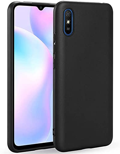 Verco Kompatibel mit Xiaomi Redmi 9A Hülle, Matte Rückschale Schutzhülle für Redmi 9A Case Silikon Handyhülle - Schwarz