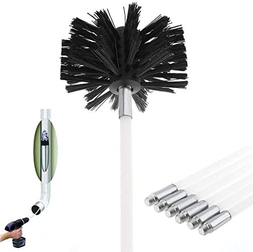 Cepillo para Chimenea, Cepillo para Limpiar Chimeneas para Limpieza Chaminé Conductos Ventilacióntubería Hollin, Tubos de Estufa(6 Varillas &1 Cabezales Cepillo/Uso con o sin Taladro eléctrico)