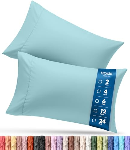 Utopia Bedding Queen Pillow Cases - Pack of 12 - Envelope Closure - Soft Brushed Microfiber Fabric - Shrinkage and Fade Resistant Pillow Covers Queen Size 20 X 30 Inches (Spa Blue)