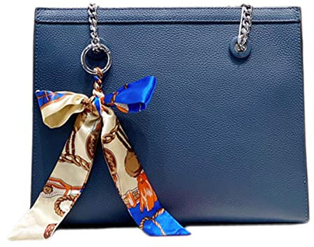 Leder Kette Tasche Frauen Tote Taschen Convertible Satchel Handtasche Einzigartige Schultertaschen Hobo Handtaschen, blau, Medium