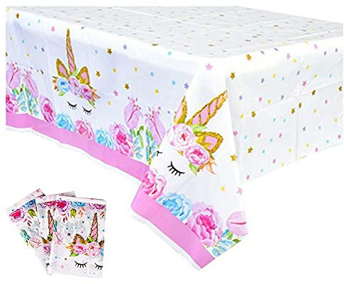 HJHL 2 Stück Einhorn Tischdecke Einweg Einhorn Tischabdeckung Kunststoff Einhorn Party Tischdecke für Geburtstag Einhorn Party Supplies
